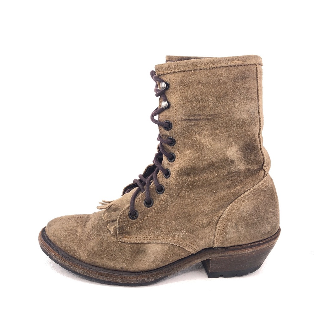 Walk-Over Taupe Leather Western Ankle Boots 6M